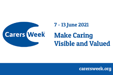 Carers week logo for safer ageing and stopping abuse with Hourglass charity